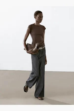 Massimo Dutti Jeans Wide Leg De Cintura Média Loose