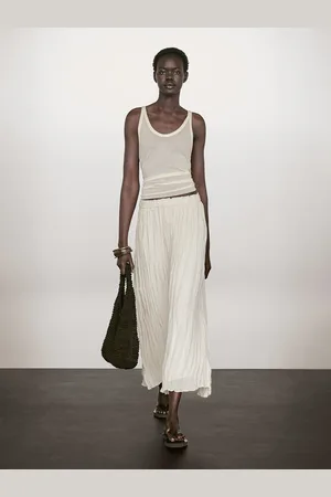 Massimo Dutti Saia Midi Plissada Com Roda