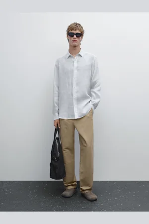 Massimo Dutti Camisa Às Riscas Regular Fit De Linho
