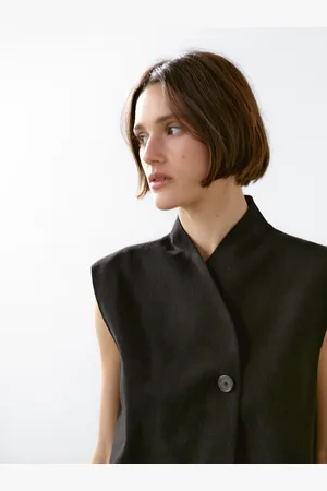 Massimo Dutti Colete De Gola Alta Com Linho
