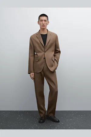 Massimo Dutti Calças De Fato 100% Linho