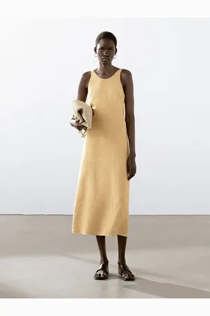 Massimo Dutti Vestido Comprido Halter 100% Linho
