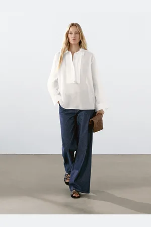 Massimo Dutti Camisa Leve Com Pormenor De Pregas Em Algodão