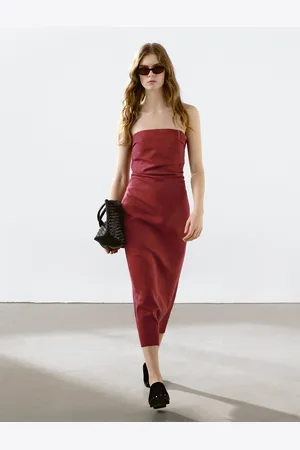 Massimo Dutti Vestido Midi Com Decote Caicai Em Linho