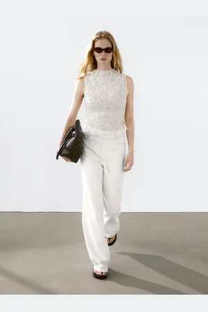 Massimo Dutti Top Com Decote Afunilado E Efeito Enrugado