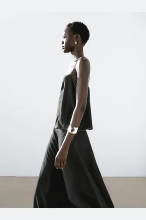 Massimo Dutti Top De Alças Com Pesponto Em Contraste