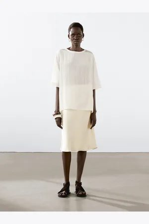 Massimo Dutti Saia Midi Fluida Com Efeito Acetinado