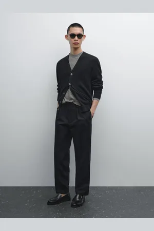 Massimo Dutti Calças Relaxed Fit Em Mistura De Algodão