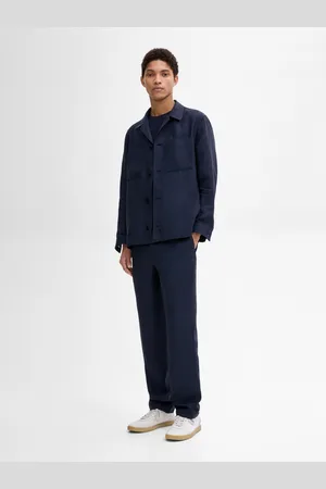 Massimo Dutti Calças Regular Fit 100% Linho
