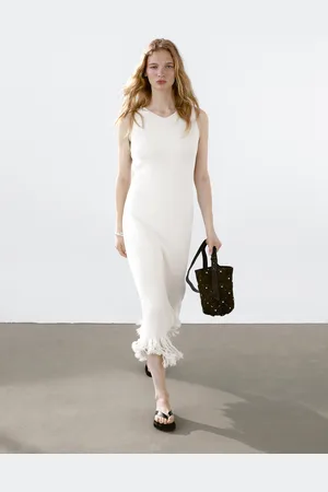 Massimo Dutti Vestido De Malha Com Franjas Na Parte Inferior