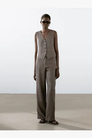 Massimo Dutti Calças Fluidas 100% Linho