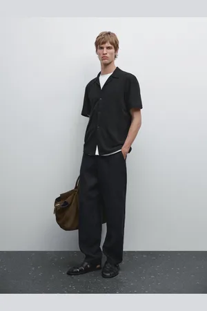 Massimo Dutti Camisa De Manga Curta Com Linho