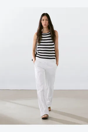 Massimo Dutti Top De Malha Às Riscas Com Debruns Em Contraste