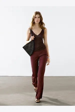 Massimo Dutti Top Rendilhado De Alças Com Algodão
