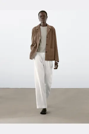 Massimo Dutti Blazer Fluido Em Pele Camurça