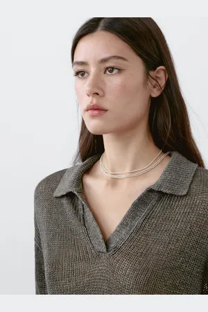 Massimo Dutti Camisola De Malha Com Gola De Polo 100% Linho