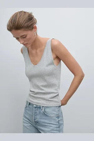 Massimo Dutti Top Com Pormenor De Renda Em Mistura De Algodão