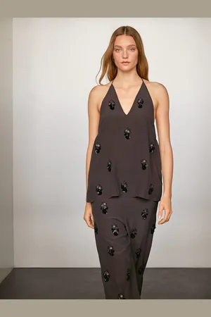 Massimo Dutti Calças Fluidas Com Aplicações De Flor