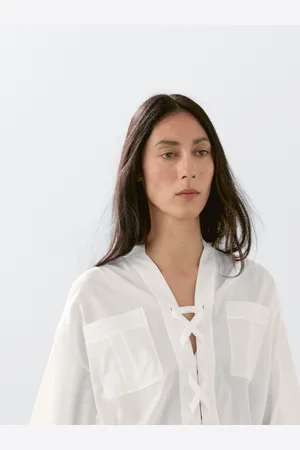 Massimo Dutti Blusa Com Gola De Tira E Pormenor De Laçada