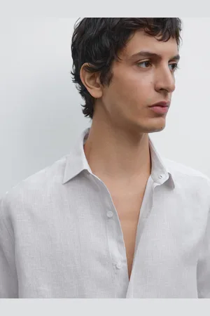 Massimo Dutti Camisa Às Riscas Regular Fit 100% Linho