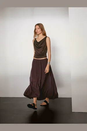 Massimo Dutti Saia Midi Balão Plissada