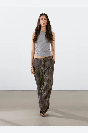 Massimo Dutti Calças Flare Fit Com Efeito Desgastado
