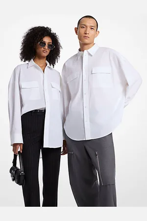 Michael Kors MKCamisa em popelina de algodão elástico de corte grande -