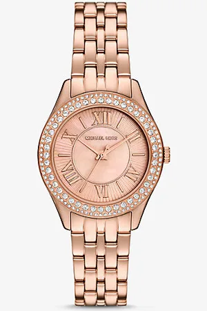 Michael Kors MKRelógio Harlowe dourado-rosa com incrustações de tamamho mini -