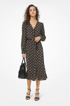 Michael Kors MKVestido midi em georgette Medallion -