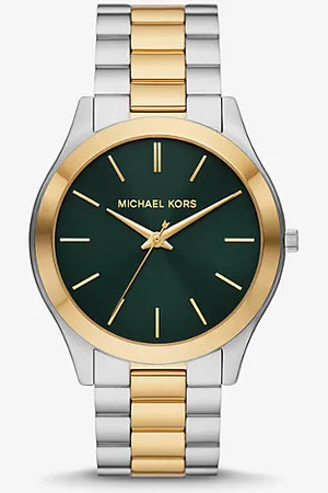 Michael Kors MKRelógio justo de dois tons Runway de tamanho grande -