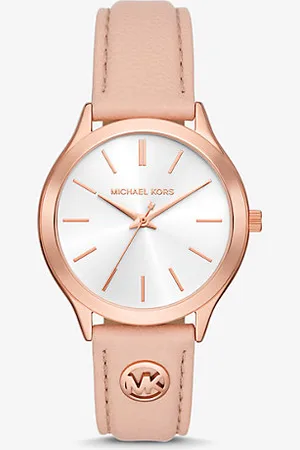 Michael Kors MKRelógio em pele e dourado- justo Runway -