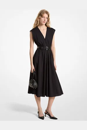 Michael Kors MKVestido midi em popelina de algodão orgânico elástico -