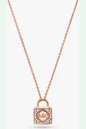 Michael Kors MKColar com medalhão com incrustações em prata de lei banhada a metal precioso -