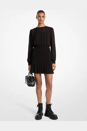 Michael Kors MKVestido de manga comprida franzido em georgette -