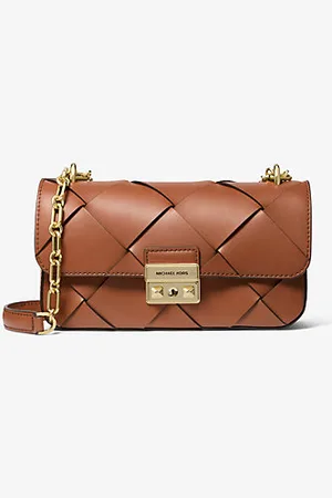 Michael Kors MKMala de ombro em pele tecida Tribeca pequena -