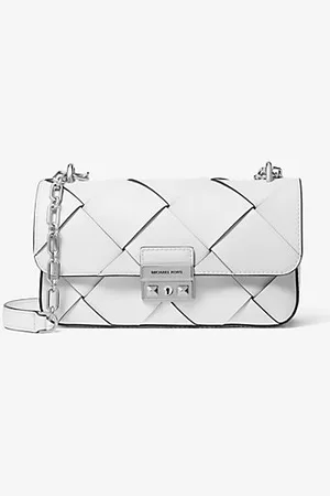Michael Kors MKMala de ombro em pele tecida Tribeca pequena -