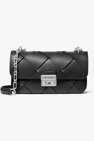 Michael Kors MKMala de ombro em pele tecida Tribeca pequena -
