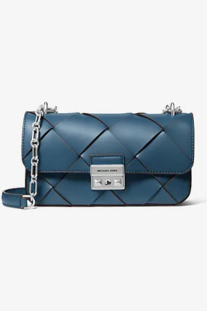 Michael Kors MKMala de ombro em pele tecida Tribeca pequena -