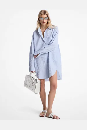 Michael Kors MKVestido camiseiro em popelina de algodão enrugado -