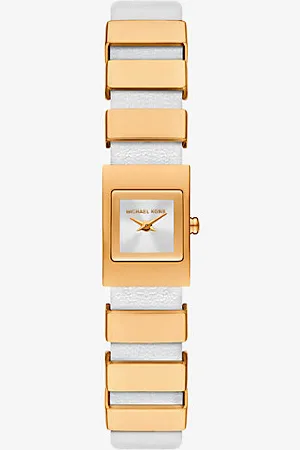 Michael Kors MKRelógio dourado e em pele Darrington mini -