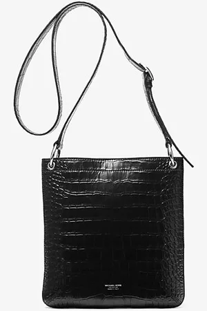 Michael Kors MKBolsa a tiracolo em pele envernizada com motivo de crocodilo em relevo Tate pequena -