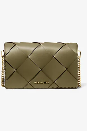 Michael Kors MKBolsa a tiracolo em pele tecida Jet Set média -