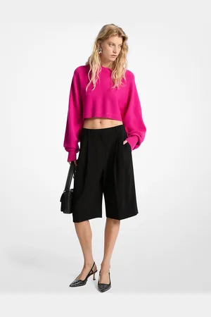 Michael Kors MKCalções bermuda em crepe plissados -