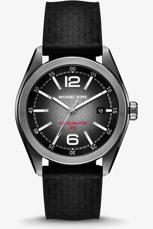 Michael Kors MKRelógio em bronze e silicone texturado Accelerator 2.0 de tamanho grande -
