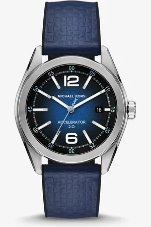 Michael Kors MKRelógio prateado e em silicone texturado Accelerator 2.0 de tamanho grande -