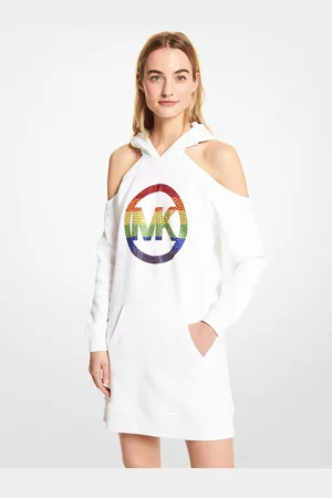 Michael Kors MKVestido com recorte com capuz em felpa de algodão orgânico com logótipo adornado PRIDE -