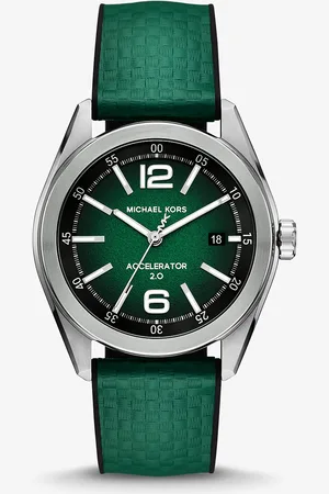 Michael Kors MKRelógio prateado e em silicone texturado Accelerator 2.0 de tamanho grande -