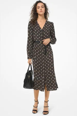 Michael Kors MKVestido midi em georgette Medallion -