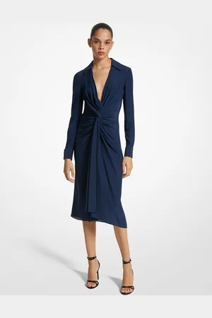 Michael Kors MKVestido camiseiro com cruzado na frente em crepe de China de seda orgânica -