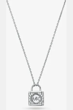 Michael Kors MKColar com medalhão com incrustações em prata de lei banhada a metal precioso -